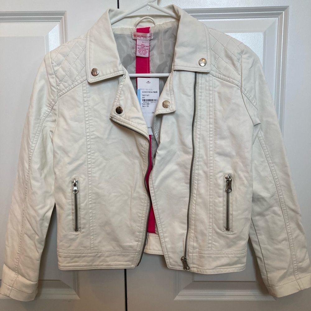 Girl’s White Pleather Jacket